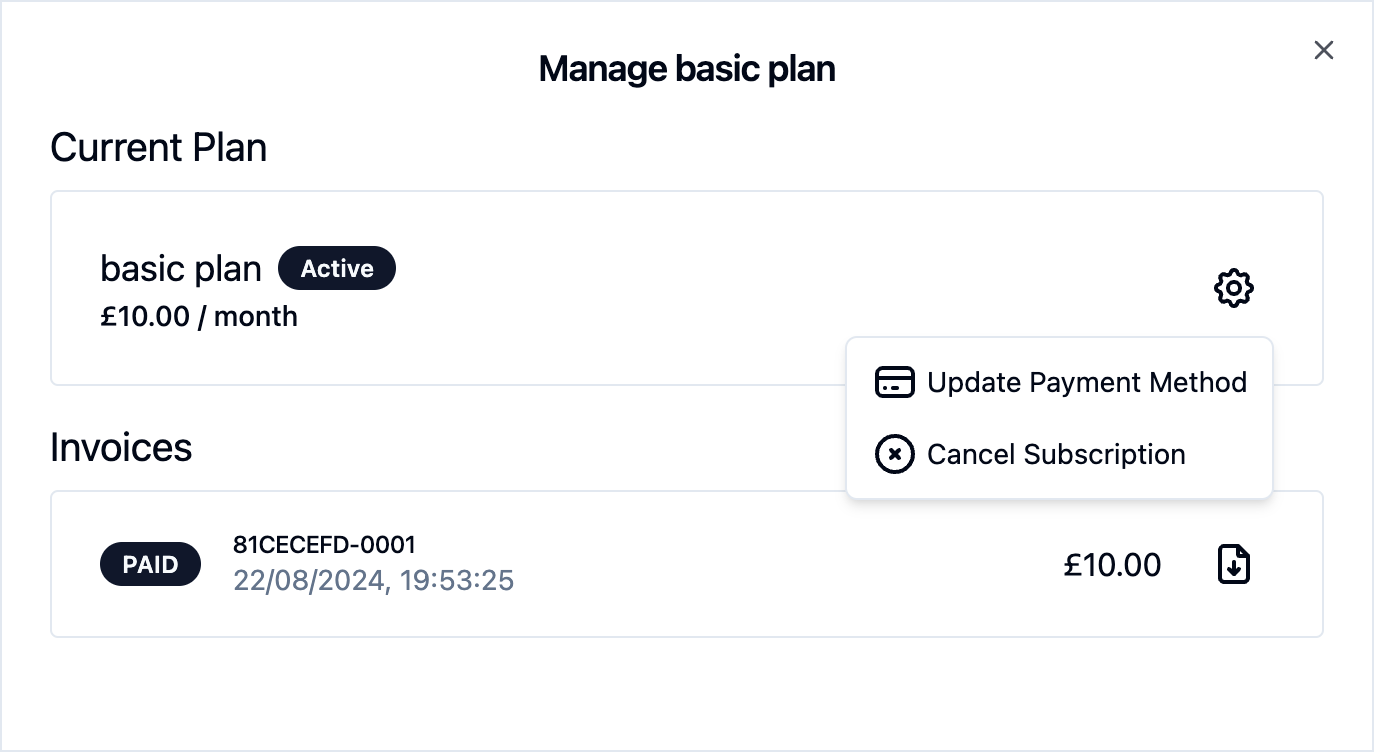 User interface for managing subscriptions