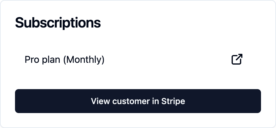 Subscriptions overview card for a user