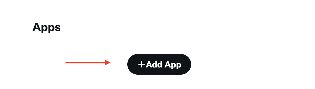 Screenshot of the add app button in the twitter developers dashboard