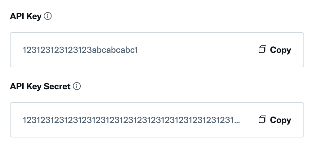 Screenshot of the created api key and api secret in the twitter developes dashboard