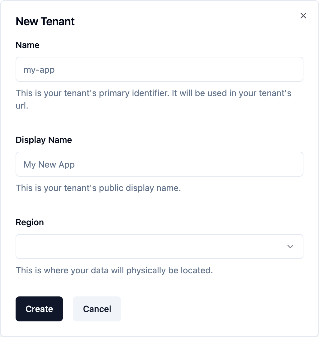 Create saascannon tenant form